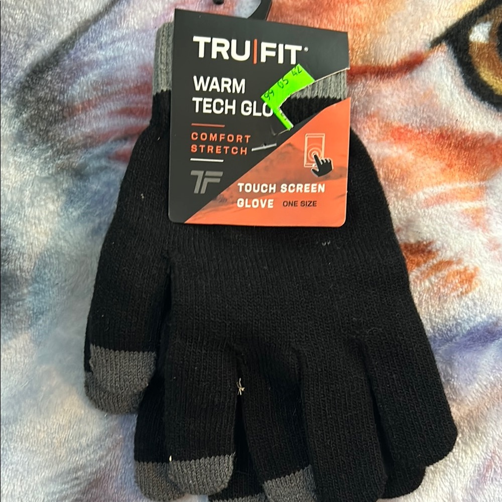 TRU FIT Warm Tech Gloves - Black and Gray